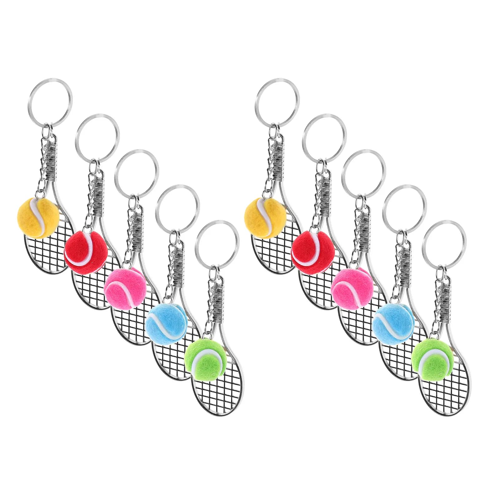 10 Pieces Keychain Tennis rack, Realistic Design, Mini Metal Keyring for Tennis enthusiasts, Stock Exchange Pendant, Backpack, Sports Gadgets for Feste