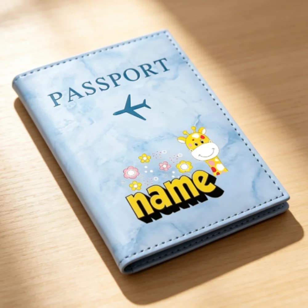 Personalized Unisex Faux Leather Custom Passport Holder, Slim Travel Wallet For Passport Business Card Storage