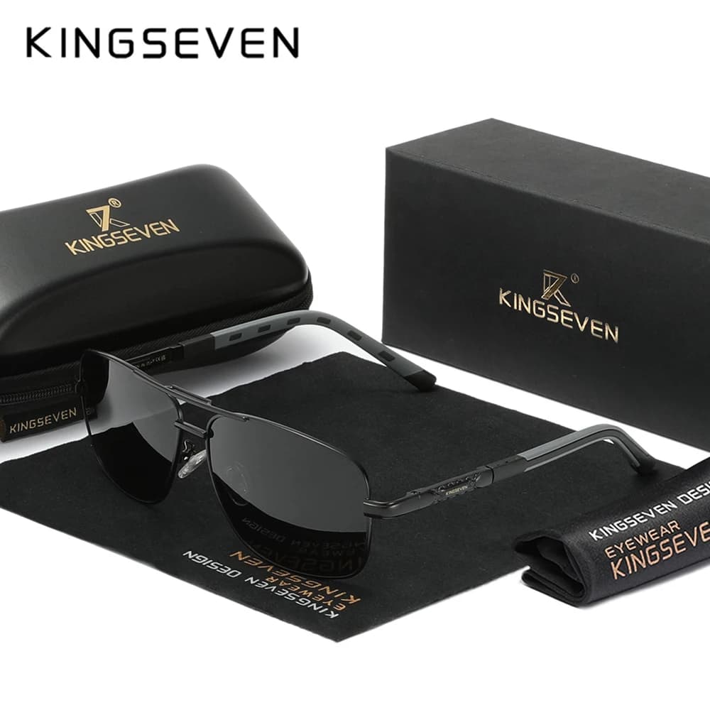 KINGSEVEN Classic Pilot Men’s Sunglasses Brand Design Polarized UV400 Women Fashion Glasses Driving Rectangle Frame Eyewear