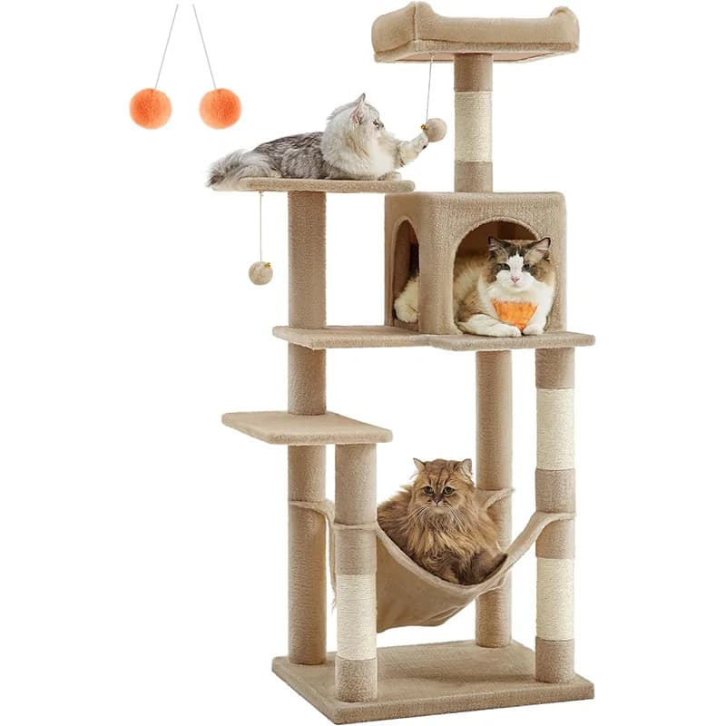 Albero per gatti grande multilivello per gatti di grandi dimensioni con tiragraffi in sisal Comodo cestino sospeso per alberi per gatti