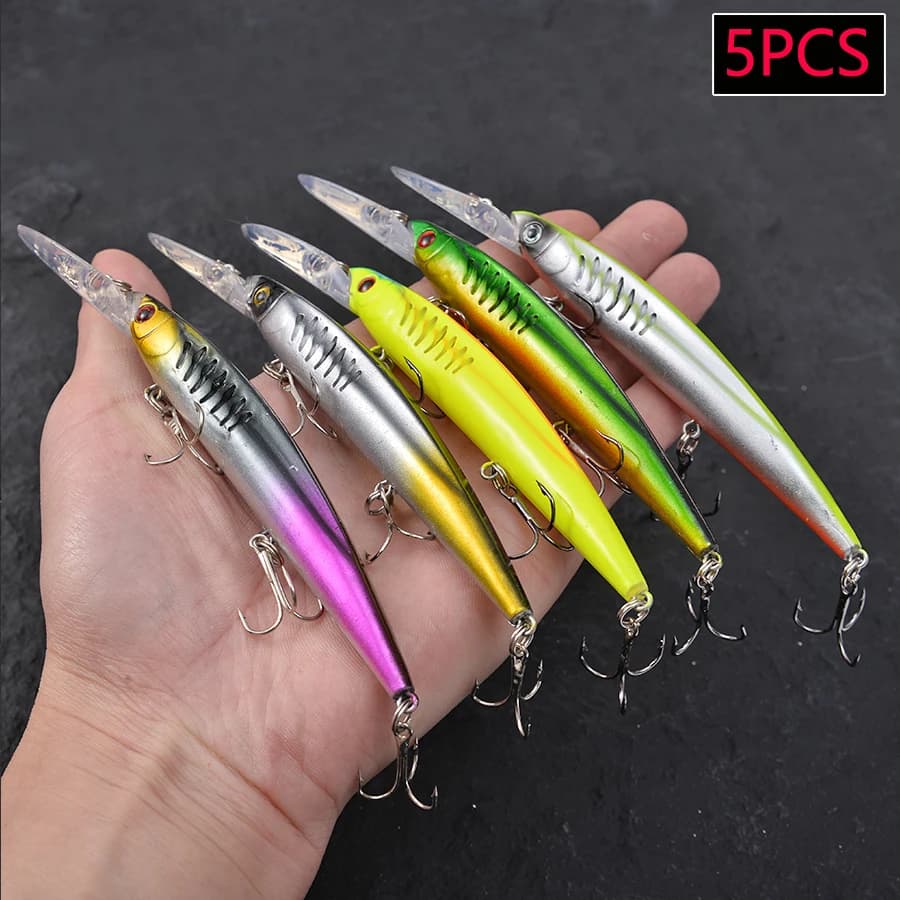 5 pcs. Minnow Crankbait Artificial baits Rigide Wobbler for Luccio Train 3D Eyes Perch Fish Small Spire Swimbait Fishing