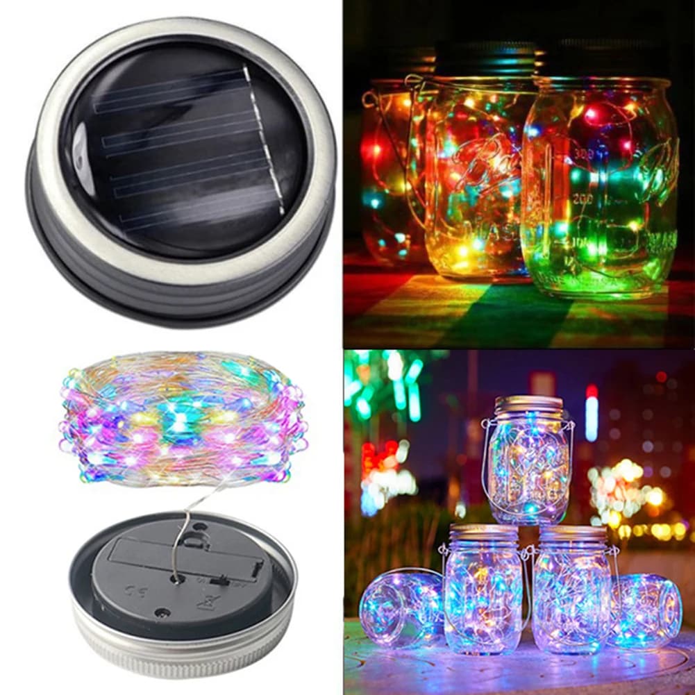 Luci Solari a LED per Coperchi di Barattoli Mason, Decorazione per Giardino, Natale, Matrimoni all'Aperto, Cordino Luminoso Innovativo per Giardino