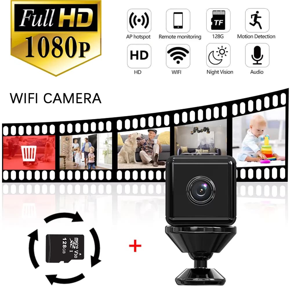 X6D Small Square Camera HD 2.4Ghz Wifi Home Security System Equipment Monitor Camera for Intelligent Infrared Night Vision