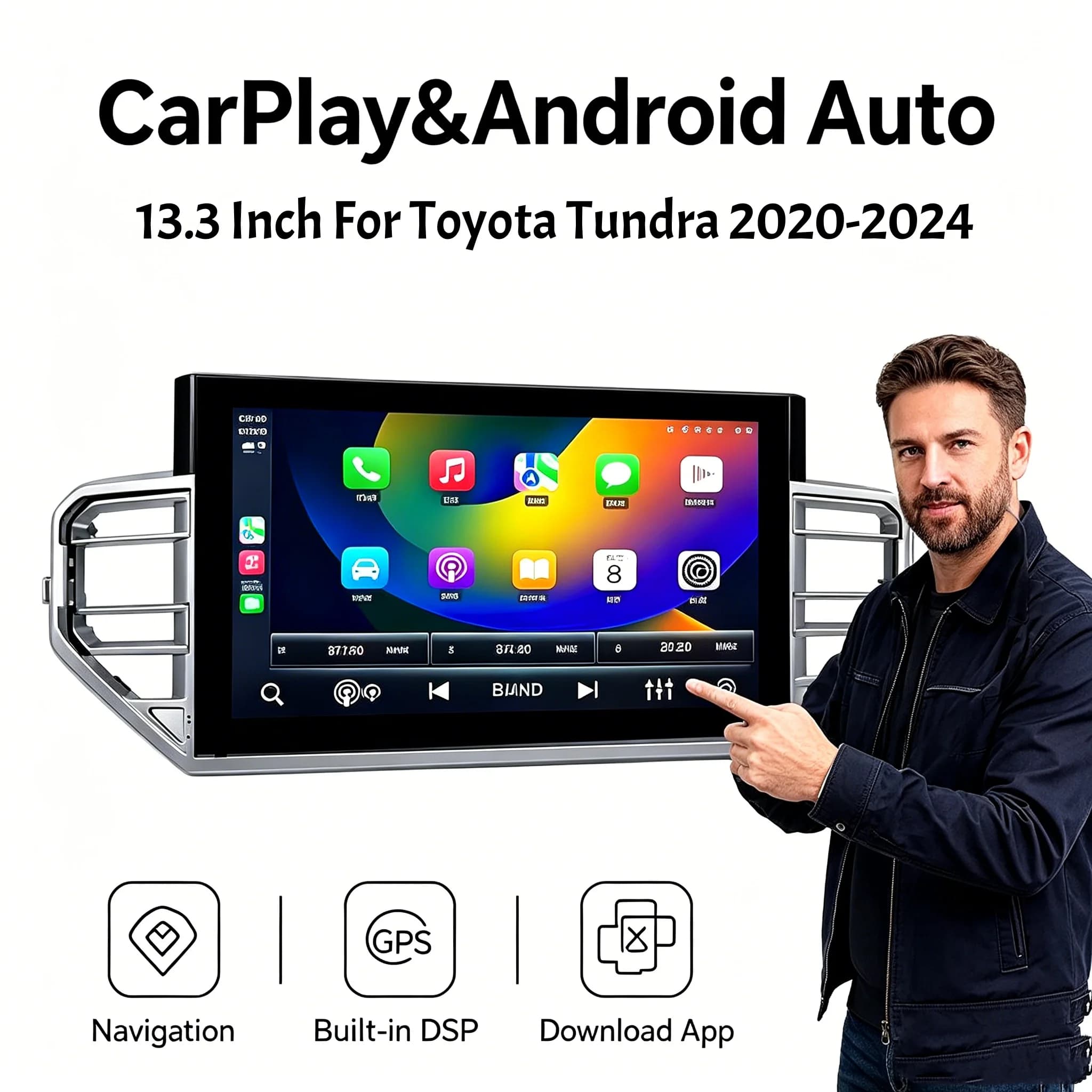 13.3 INCH For Toyota Tundra 2020-2024 Multimedia Video Player Car Radio GPS Navigation Carplay Android Auto Stereo DSP Head Unit