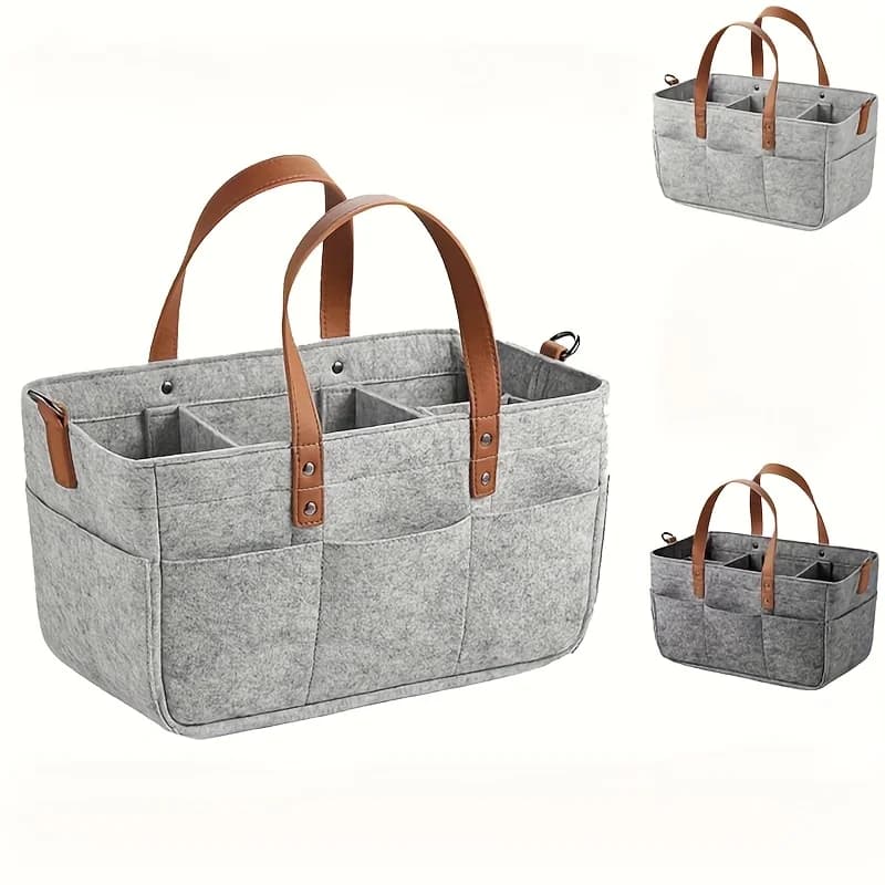 Cesto portaoggetti grande in feltro per neonati, organizer per la cameretta, borsa fasciatoio con manici, contenitore porta pannolini e accessori per bambini