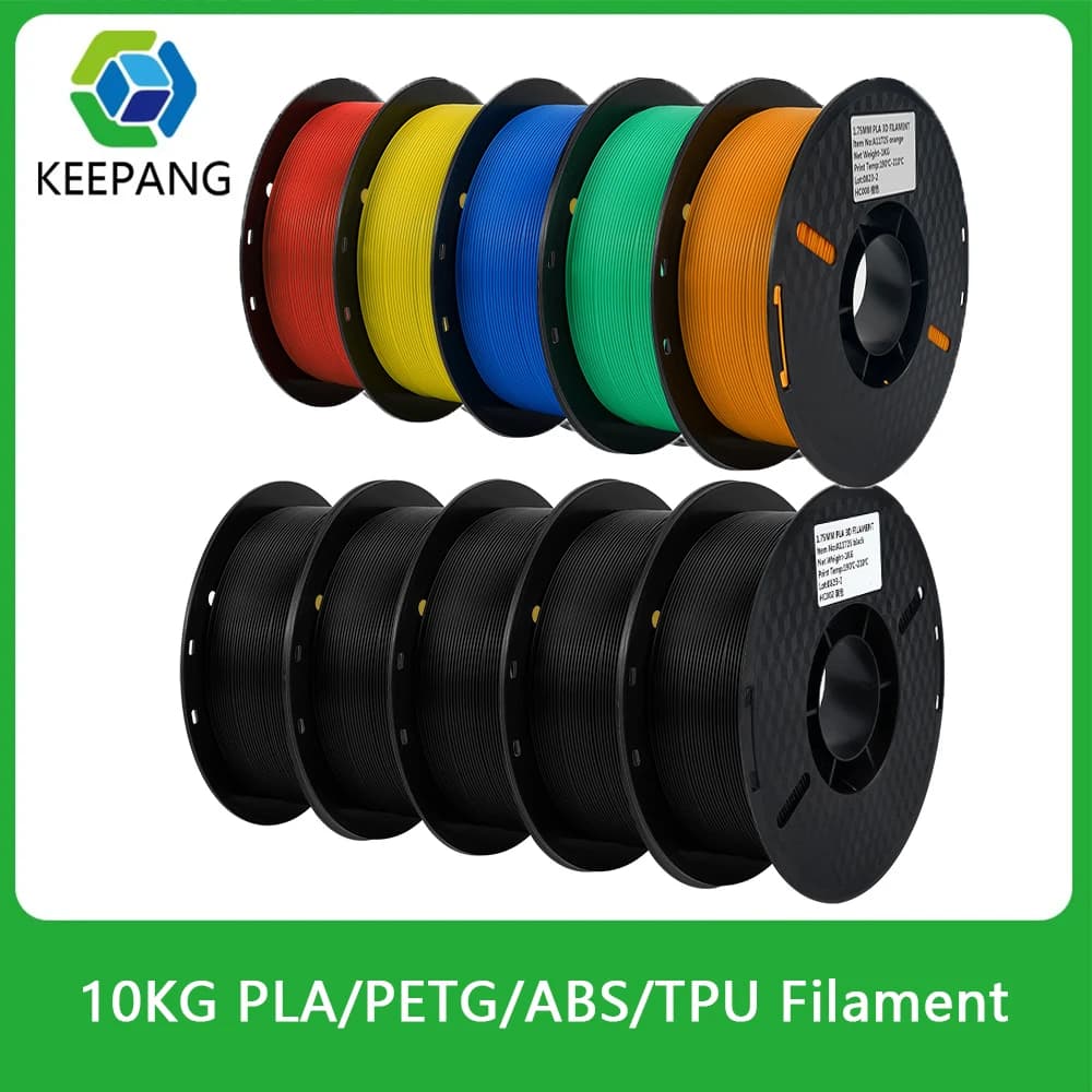 KEEPANG 10Rolls PLA PETG TPU Filaments for 3D Printer Plastic Mix Color 1.75MM Eco-Friendly No Bubble Spool 3D Printing Material