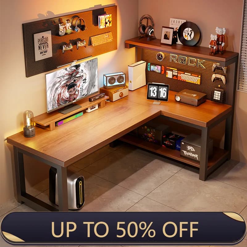 Modern Corner Computer Desk L-shaped Hole Desk Integrated Household Bedroom Study Table, Corner Laptop Stand E-sports Table