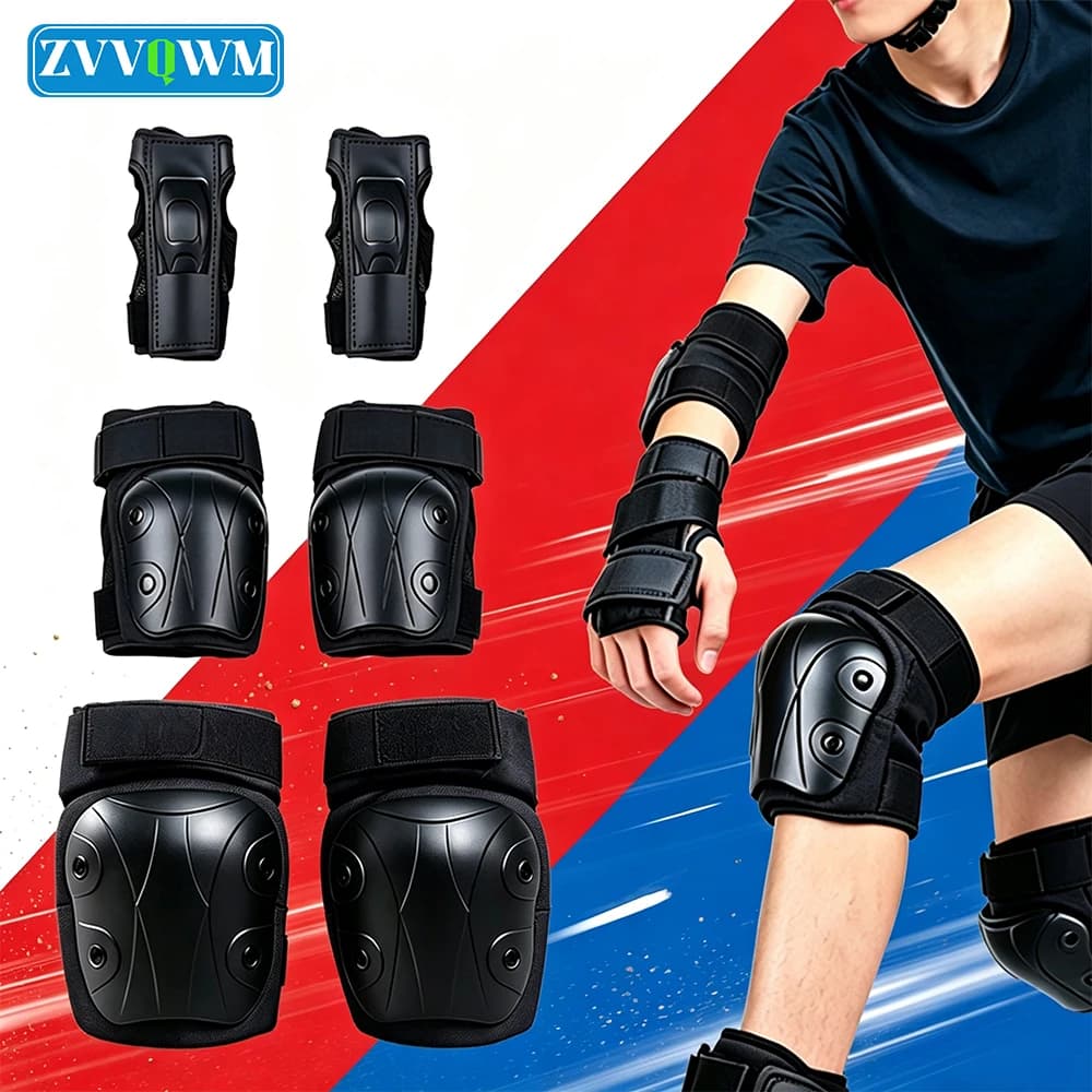 6Pcs Teens Adults Knee Pads Elbow Pad Wrist Guard Sports Protective Gear for Inline Skating, Skateboarding, Scooter, Cycling