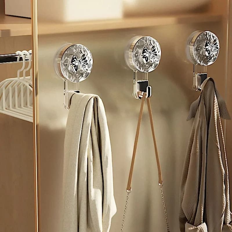 Fan hooks without drilling for bath, clothes hangers, towel rack, key rings, clothes hangers and bags, bathroom organizer accessories