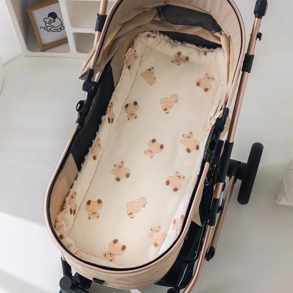 Soft Baby Stroller Cushion Comfortable Cartoon Printed Baby Pram Seat Mat Car Seat Breathable Dining Chair Cotton Pad