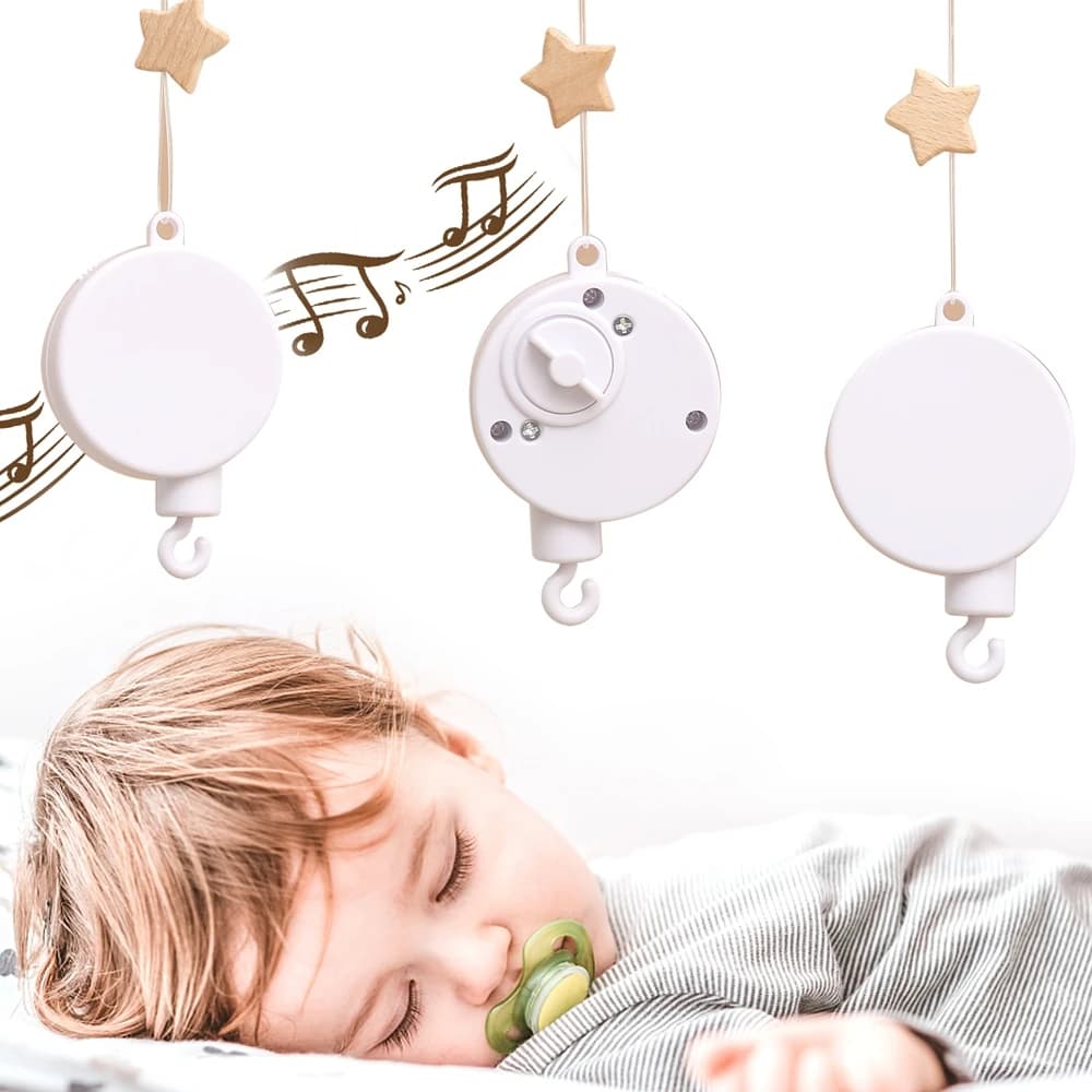 Carillon Rotante per Culla con Canzoni, Giocattolo Pendente per Lettino Neonato 0-12 Mesi, Accessorio Motorizzato con Effetto Legno per Cameretta