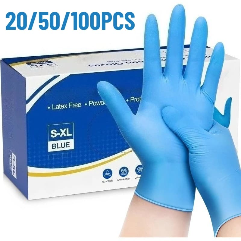 20/50/100 Pezzi Guanti in Nitrile Blu Monouso per Pulizie Domestiche, Lavaggio Piatti, Manicure, Tintura Capelli, Toelettatura Animali