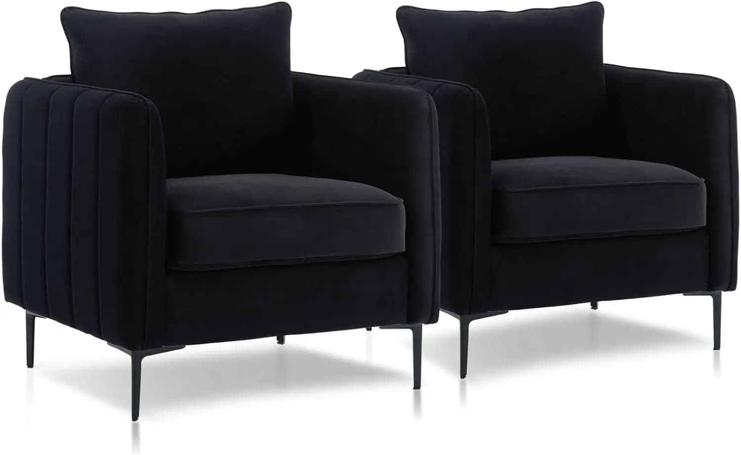 Set di 2 Poltrone in Velluto con Cuscini Spessi e Comodi, Gambe in Metallo, per Soggiorno, Camera da Letto, Ufficio, Lettura, Personalizzabili