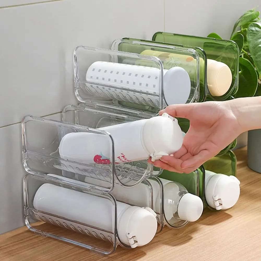 Transparent support for Iron Hairslippers, Stackable and Reusable for Bottles, Door Bottles Compact and Resistant