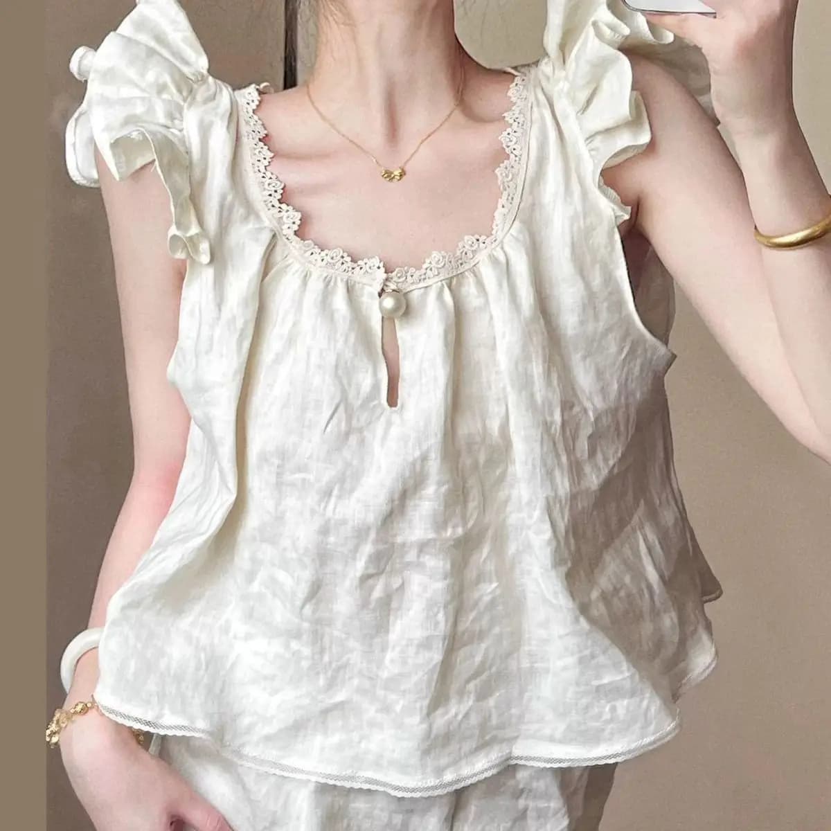 2026 Sweet Lace Pajamas Summer Women's Short Sleeve Shorts Home Two-piece Set