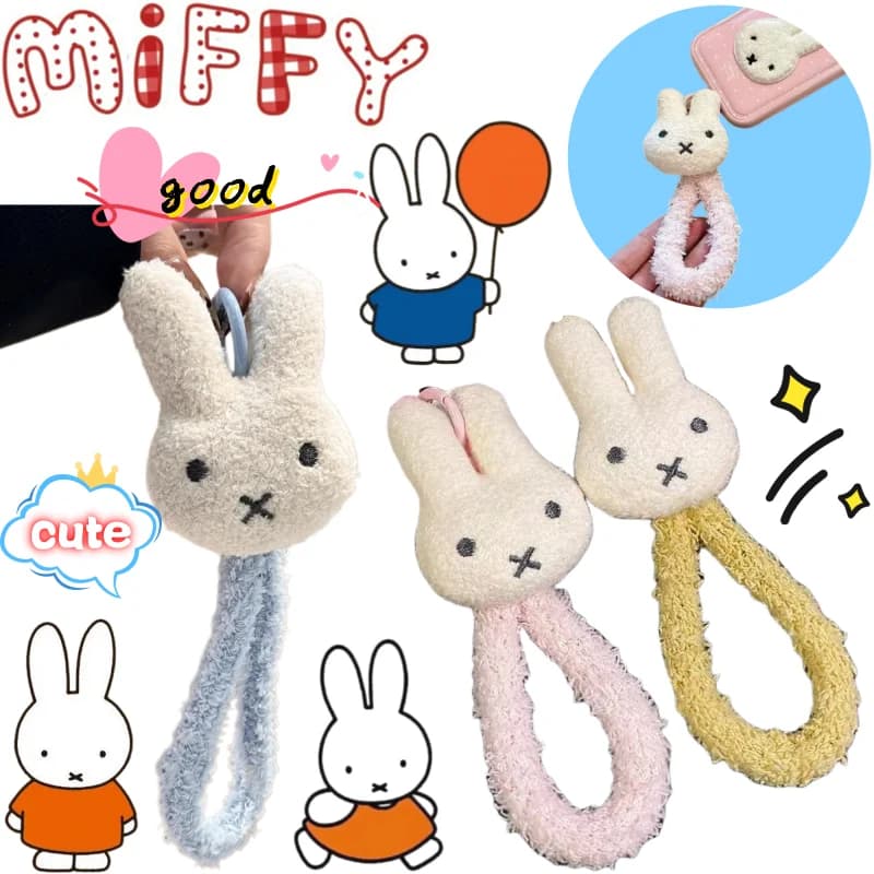 Cordino per cellulare Miffy Rabbit, creativo, di alta qualità, stile bambola dei cartoni animati, simpatico portachiavi intrecciato anti-smarrimento per uomo e donna