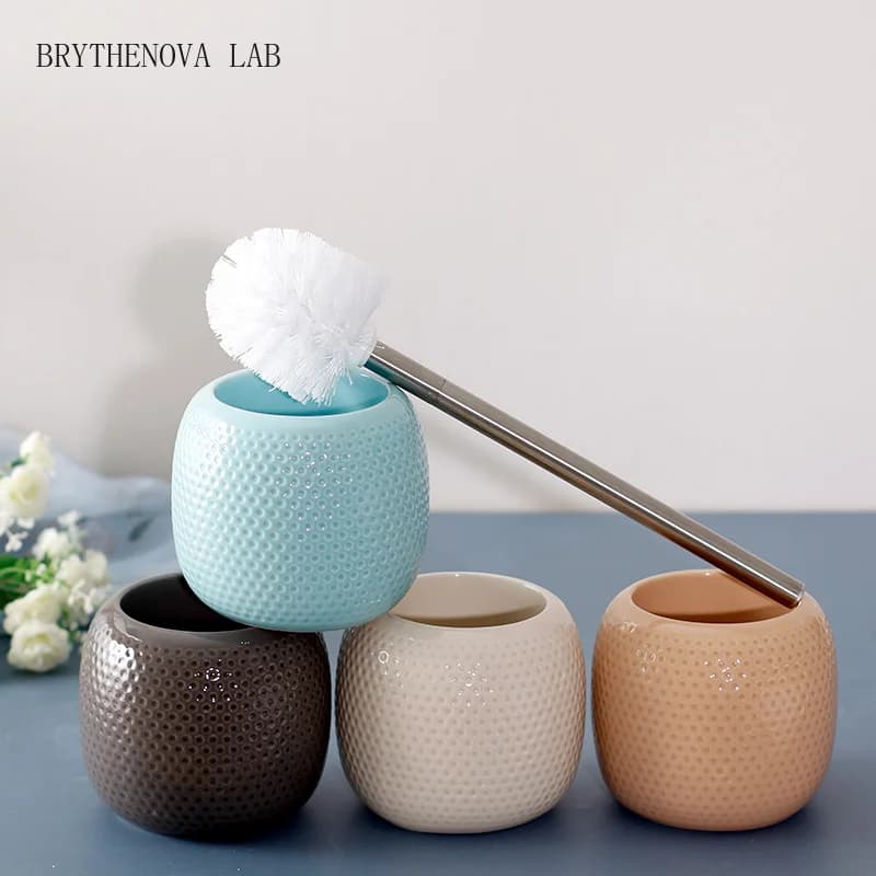 Ceramic Toilet Brush Set Bathroom Cleaning Supplies Household Toilet Bathroom Brush Decorations Durable