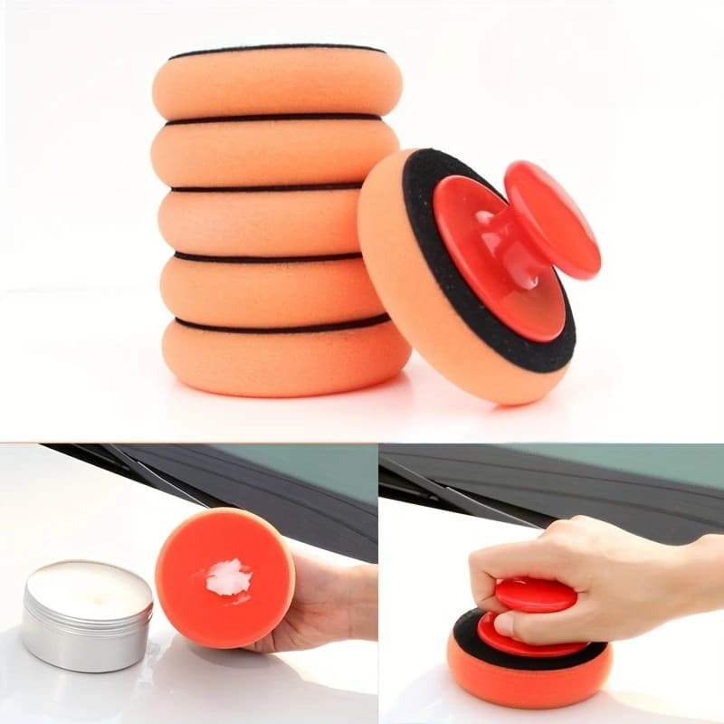 Car Waxing Sponge Waxing Tool with Manual Round Car Waxing Polishing Sponge Tool Polishing