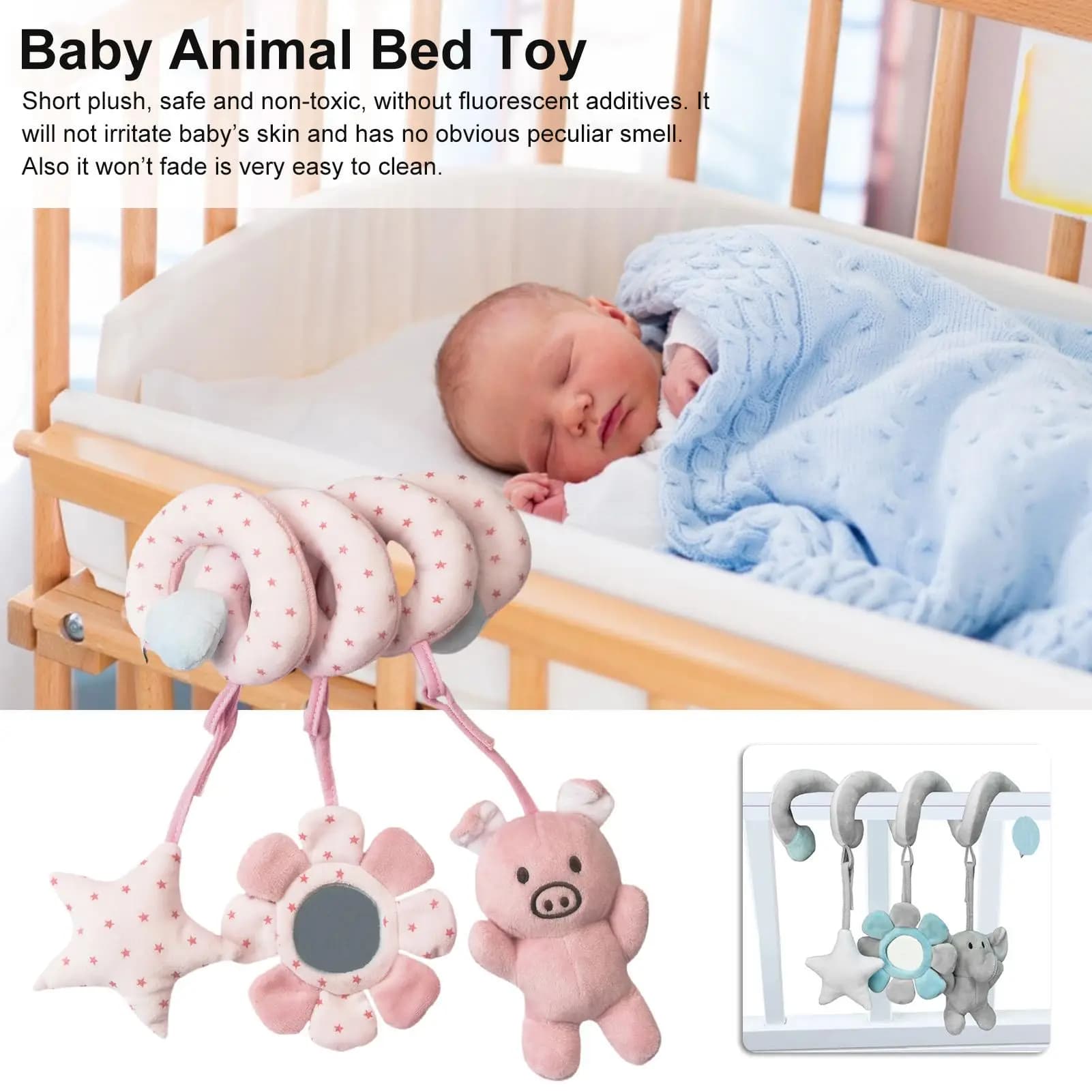 Spirale di Attività per Neonati, Decorazione Peluche per Passeggino, Sicura da Appendere, Carina e Facile da Pulire, Educativa per Seggiolino Auto