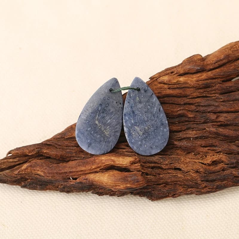 Perline per orecchini in corallo blu naturale 30x17x4mm forate sul davanti, coppia abbinata, forniture per la creazione di gioielli, regalo per lei