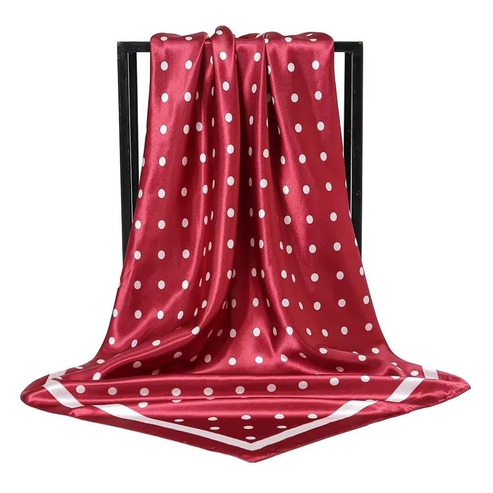 Gifts 90X90CM Square Scarf Dot Printed Wrap Satin Imitation Silk Scarfs Multifunctional Shawls Scarves Bag Accessories
