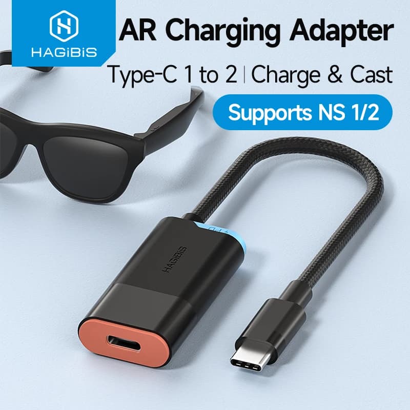 Hagibis USB-C to AR Glasses Charging Adapter Charge & Play Converter 100W PD USB C HUB for Switch 1/2 Rokid/Xreal/RayNeo Air