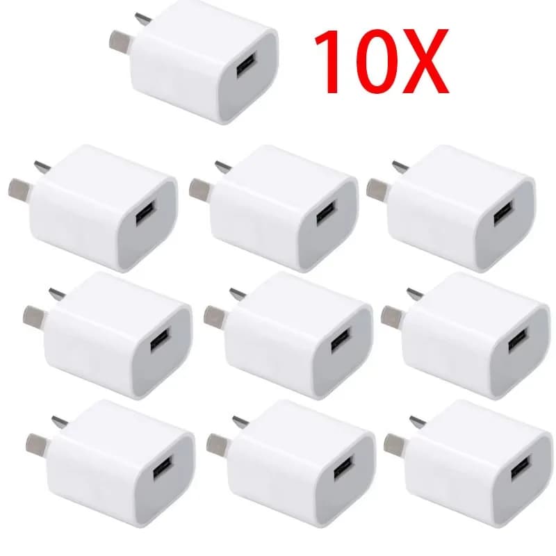 10 pezzi Adattatore di alimentazione USB 2A, Caricatore USB, Caricatore da parete USB 5V, Adattatore USB 5V/2.1A con certificazione SAA per dispositivi mobili
