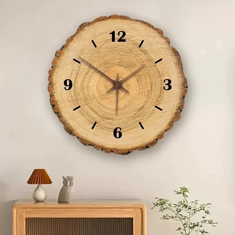 Orologio da parete creativo con anelli annuali, orologio da soggiorno, decorazione da parete con effetto legno simulato, orologio da parete silenzioso per camera da letto