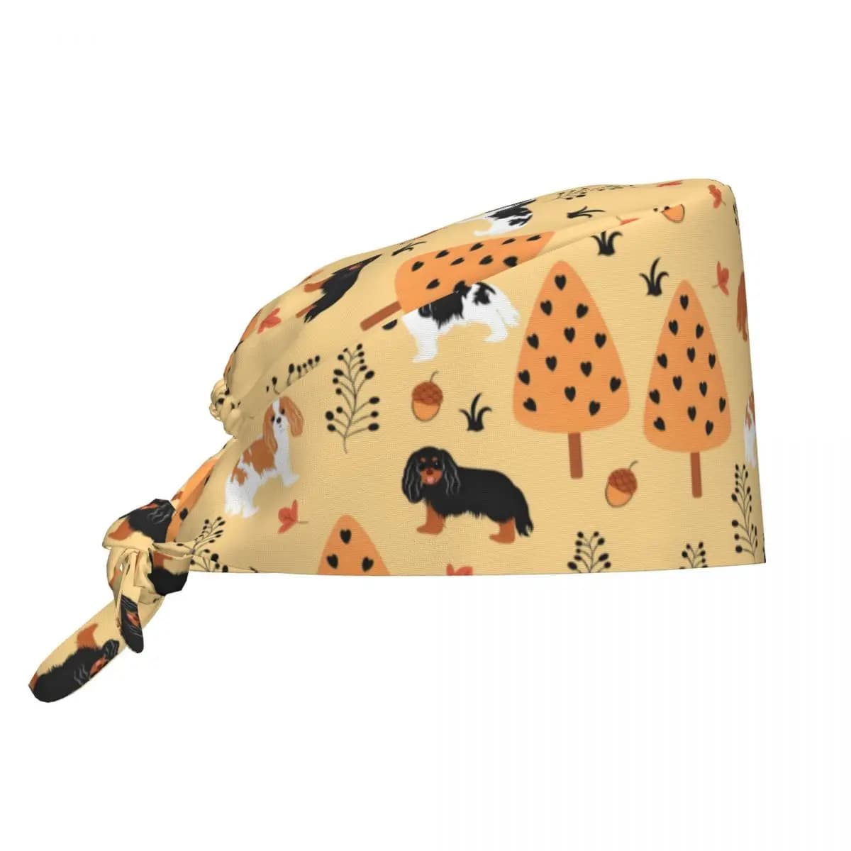 Custom Cavalier King Charles Spaniel Dog Nursing Work Cap Surgical Scrub Caps Unisex Nurse Medical Cap Cute Dog Work Scrubs Hat