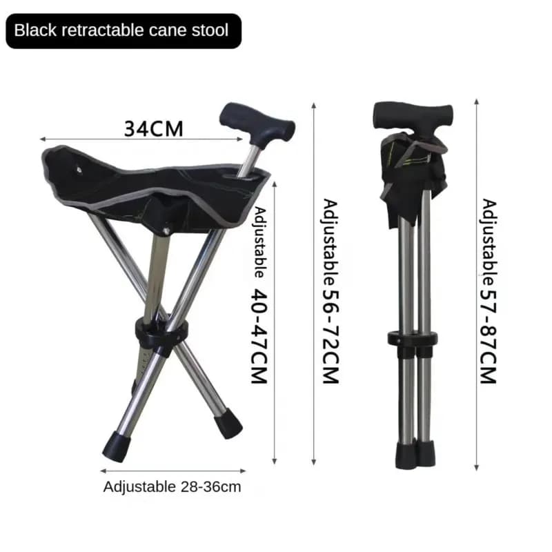 Bastone da passeggio pieghevole da esterno con sedia, bastone telescopico multifunzionale antiscivolo con sedile per anziani, bastone da alpinismo con seduta