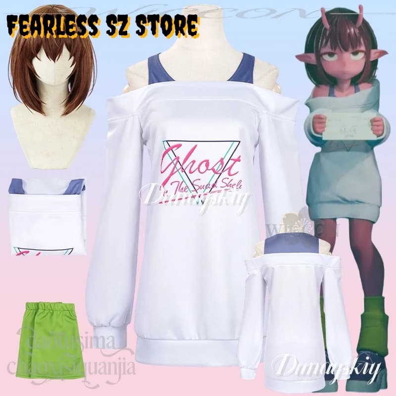 Chiharu Cosplay Milky Anime Subwaayy JK Kawaii Abito con cappuccio bianco Maniche a calzino verde Parrucche Natale Festa di Halloween Cos