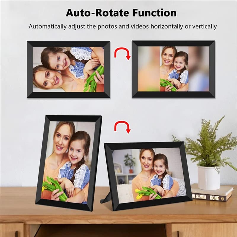 Supernew 10.1 inch smart WiFi digital photo frame 1280X800 Touch screen LCD IPS, automatic rotation of portraits and landscapes - American Plug