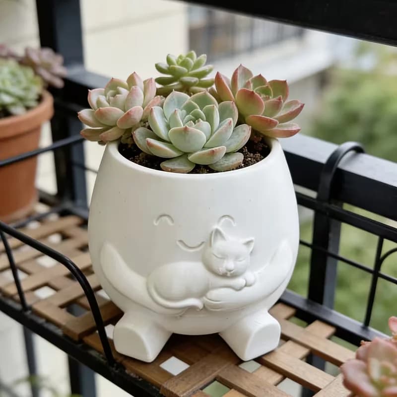3D Printed Cat Flowerpot Decoration with Succulent Plants/small Potted Plants for Healing Purposes Home Decor Figurine Decor