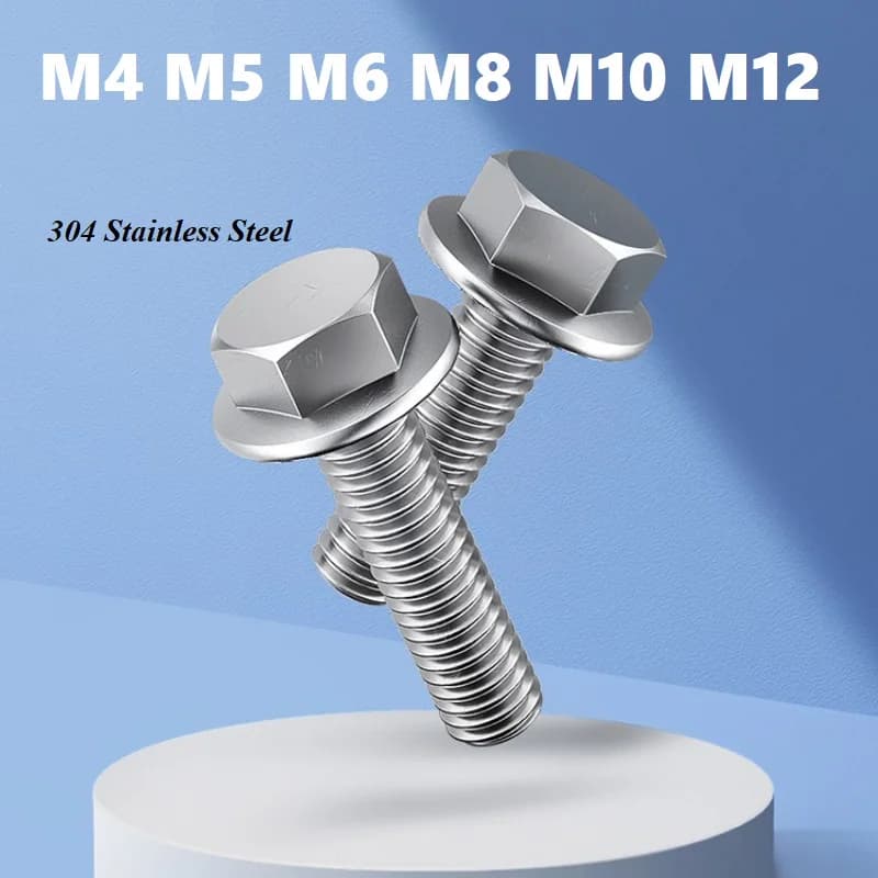 M4 M5 M6 M8 M10 M12 A2-70 304 flangia in acciaio inossidabile faccia esterna bullone a sei angoli con bulloni flangiati esagonali