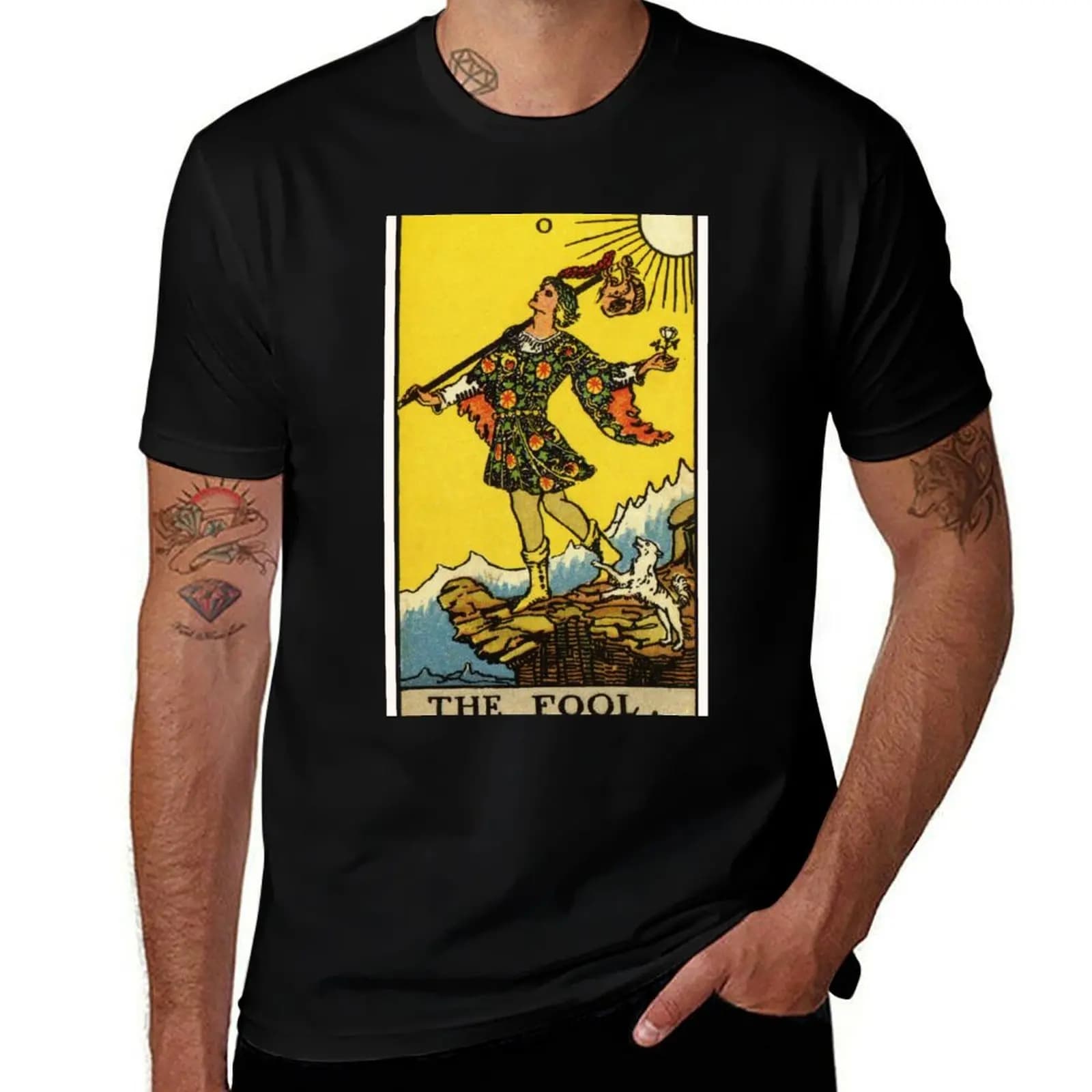 0. The Fool Tarot Card T-Shirt Soft Basic Cotton Short Sleeve Tee T-Shirt