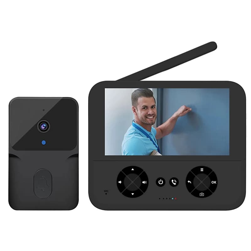 Videocitofono wireless da 4,3 pollici Telecamera per campanello Monitoraggio esterno Sicurezza Visione notturna a infrarossi Campanello per porta citofono vocale domestico