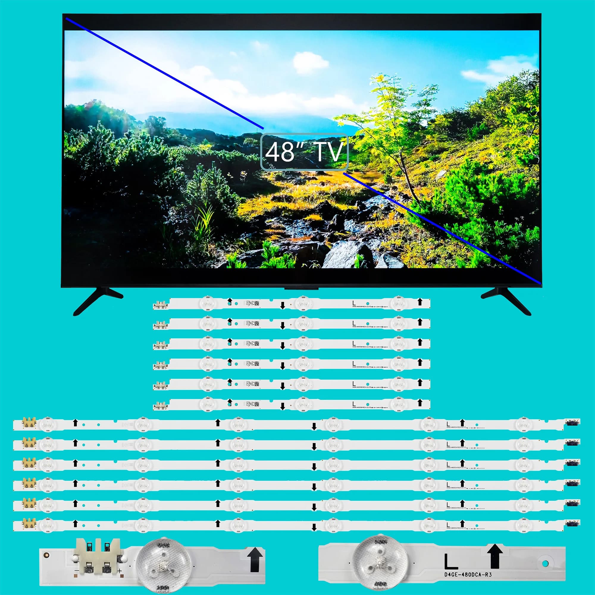 Striscia di retroilluminazione a LED per UE48J5300AR UE48J6200 UE48J5373AS UE48J5500AK UE48J5500AW UE48J5500AU UE48J5505AK UE48J5510AU