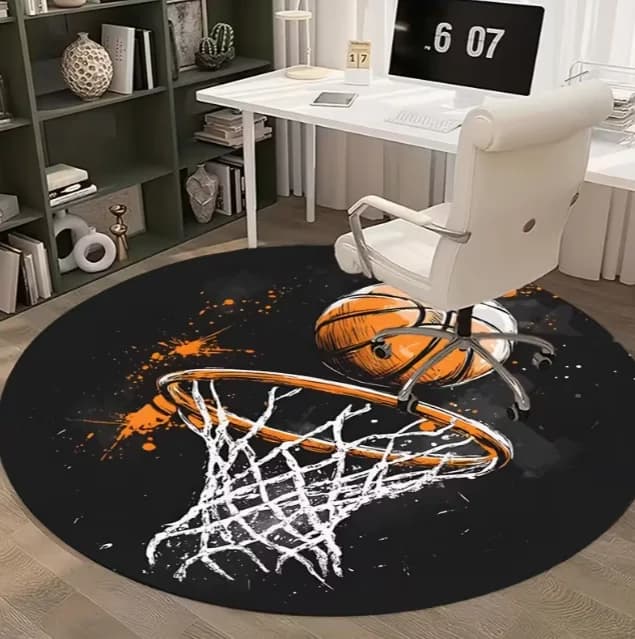 Un tappeto rotondo con un basket in stile graffiti e decorare uffici, soggiorni, camere da letto, corridori che realizzano un regalo divertente