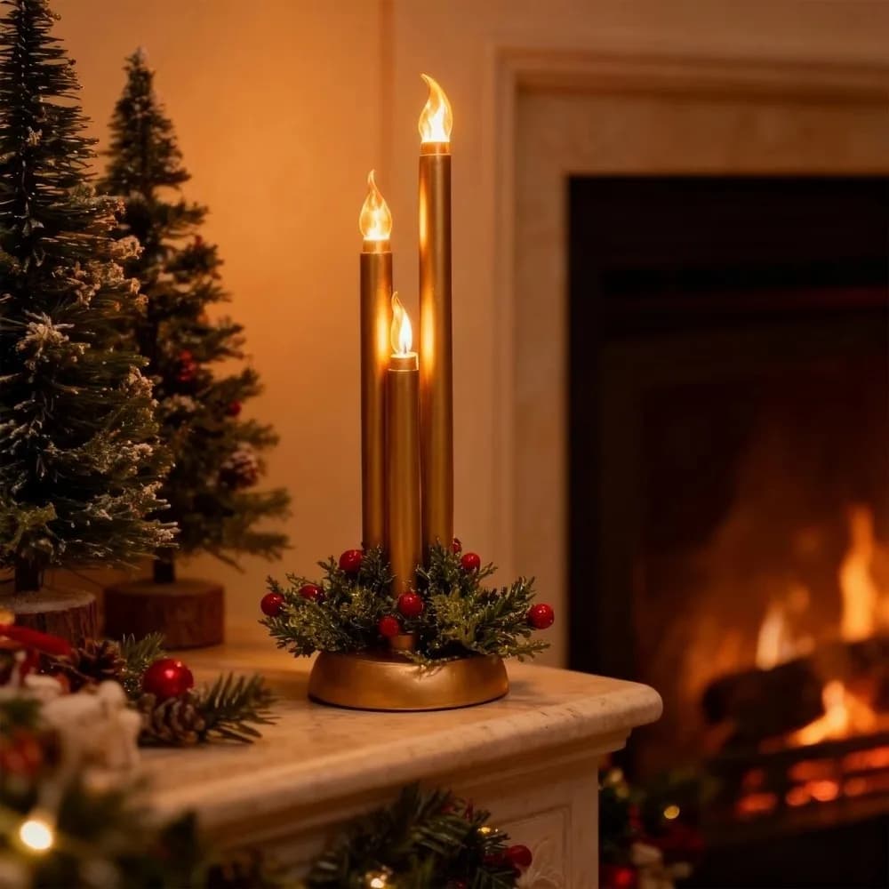 Nuova candela natalizia a led senza fiamma, simulazione da tavolo, lampada a candela, luce notturna in plastica, decorazione natalizia