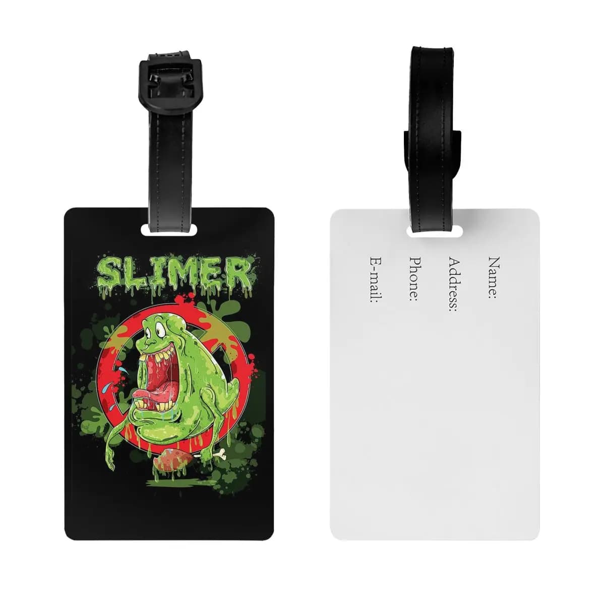 Etichette per bagagli Ghostbusters Slimer, accessori per valigie, etichetta per bagaglio da viaggio, porta etichette per nome e indirizzo