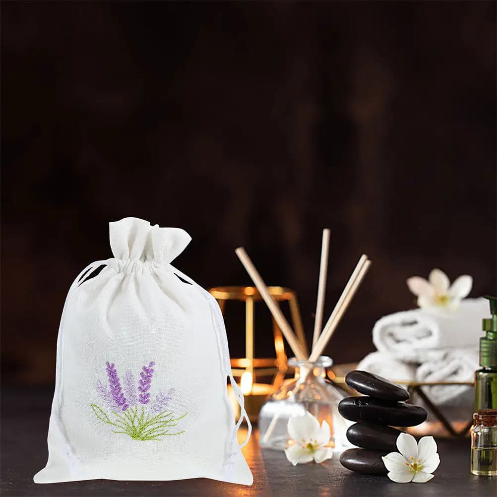 Sacchetti in tessuto riutilizzabili, vuoti, con coulisse, in cotone, per lavanda, aromaterapia, armadi, bomboniere e regali per feste
