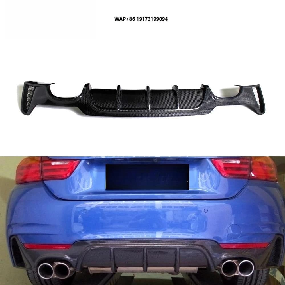 Carbon Fiber F32 Rear Bumper Diffuser Lip Quad Pipe for 435i 440i F33 F36 M Sport 13-19