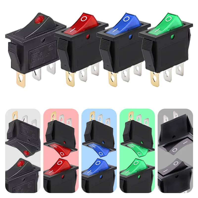 Interruttore a bilanciere LED KCD3 Interruttori di alimentazione a 2 posizioni Interruttore punto rosso 2 pin 3 pin ON / OFF Interruttori a levetta kcd3 con luce