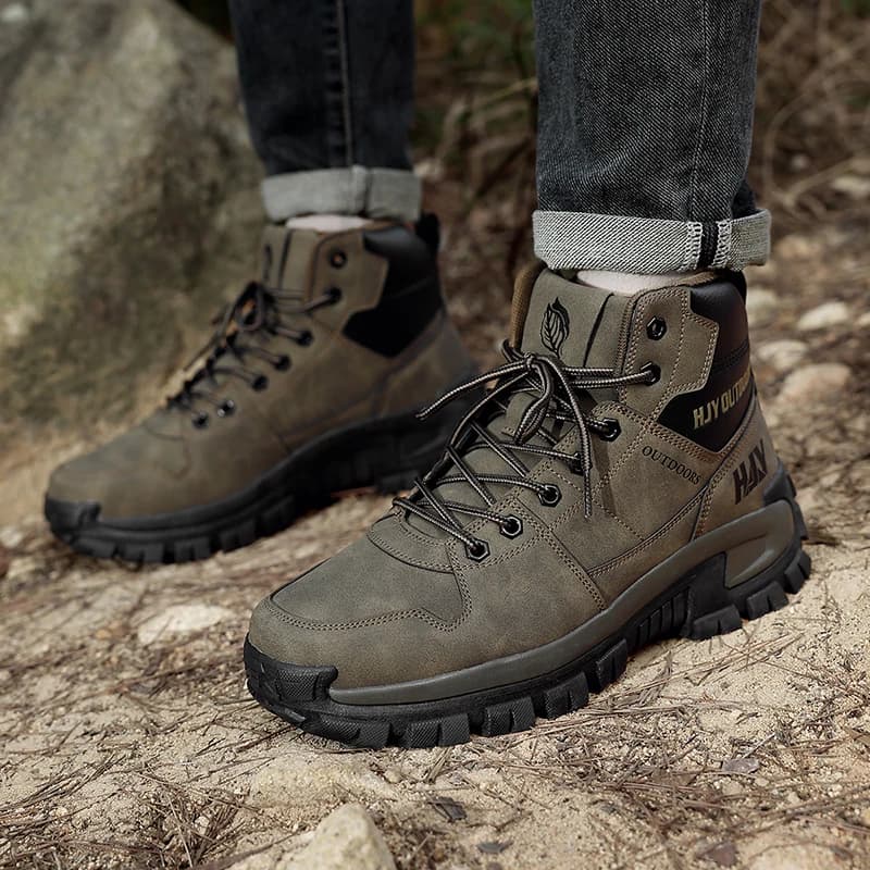 Scarponi da Trekking da Uomo Nuovi, Alti, in Pelle, per Primavera Autunno, da Viaggio, Arrampicata, Antiscivolo, Resistenti all'Usura, Scarpe Sportive da Lavoro per Deserto