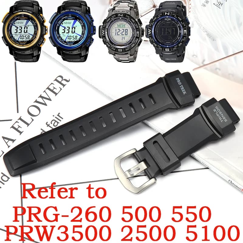 Cinturino in resina naturale per Casio PRG-260 500 550 PRW3500 2500 5100 cinturino in gomma da uomo braccialetto impermeabile accessori per orologi