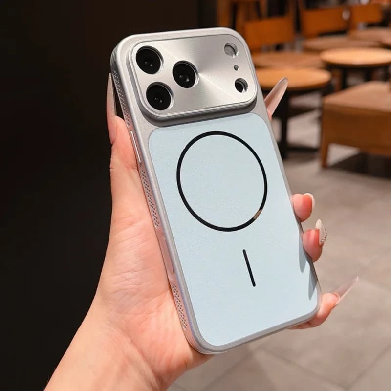 Magnetic Anti‑Stain Leather Texture Shockproof Case For iPhone 17ProMax 16Pro 15PM 14 Minimalist Full‑Cover Luxury Phone Cover