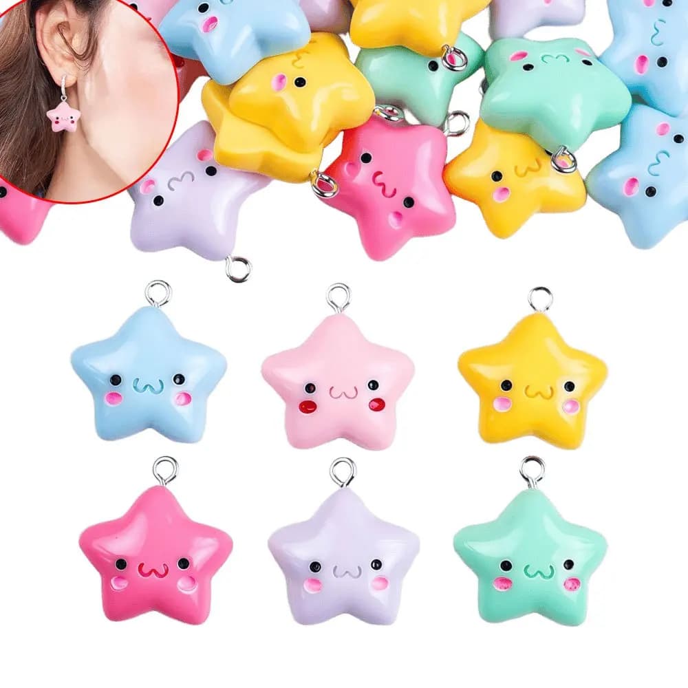 3/11/22 pezzi pendenti multicolori a forma di stella, orecchini collana fai da te, per accessori decorativi regalo di San Valentino e Halloween