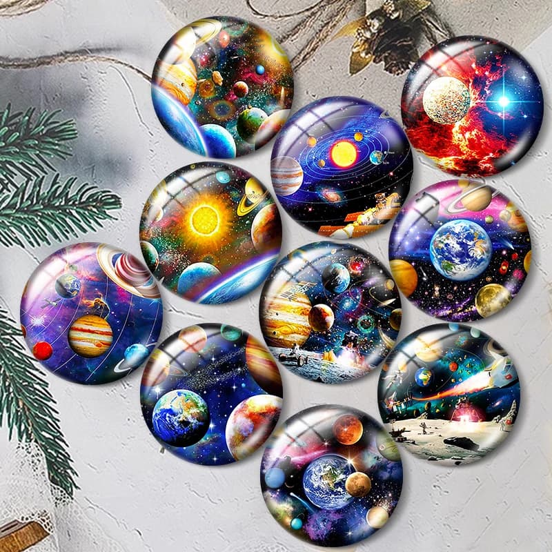 Space Planet 12/18/20/25mm cabochon in vetro braccialetto anelli pendenti per orecchini demo gioielli retro Creazione di risultati