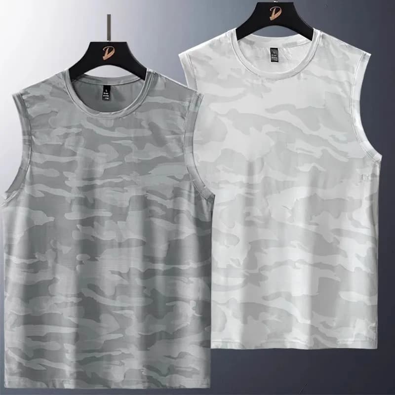 Camouflage Ice Silk Quick Dry Vest Women Summer American Sports Basketball Training No Sleeve Shoulder T Shirt Trendy Summer