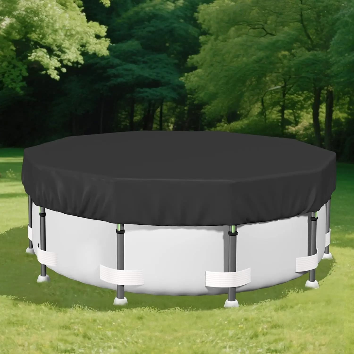 Copertura Rotonda per Piscina Fuori Terra da 18 Piedi, 420D Più Spessa, Fascia Elastica Auto-Restringente, Resistente agli Strappi, Protezione UV